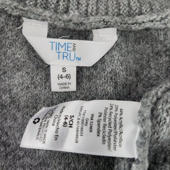 Time and Tru Sweater Women's Small 4-6 Cardigan Long Sleeve Open Front Knit Gray - Picture 7 of 8